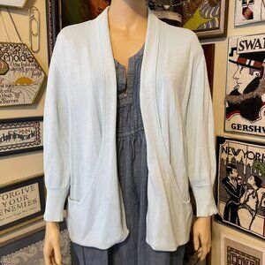 Sideffects Plus Light Blue Cardigan Sweater Womens 2X Acrylic Cotton Blend Knit